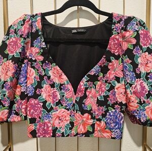 Floral Zara sweetheart crop top